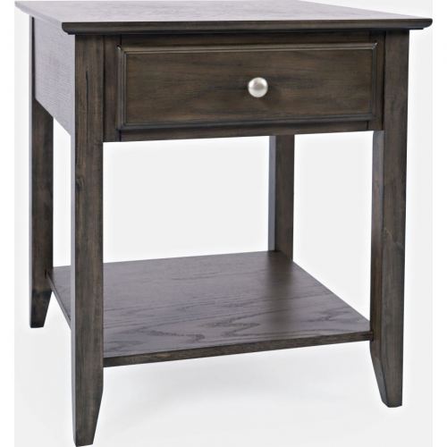 Modern Espresso End Side Table in Grey Brown Wood